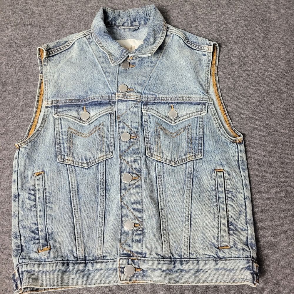 Maje Paris Women’s Denim Vest Light Wash Sleeveless Jean Jacket Size M